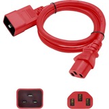 AddOn 3ft C13 Female to C20 Male 14AWG 100-250V at 15A Red Power Cable