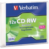 Verbatim CD-RW 700MB 4X-12X High Speed with Branded Surface - 1pk Slim Case