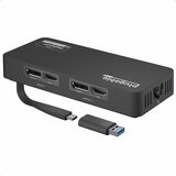 Plugable 4K DisplayPort and HDMI Dual Monitor Adapter for USB 3.0 and USB-C - Compatible with Windows and ChromeOS