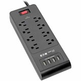 Eaton Tripp Lite Series 8-Outlet Surge Protector with 4 USB Ports (4.2A Shared) - 6 ft. (1.83 m) Cord, 1800 Joules, Black