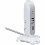 Eaton Tripp Lite Series 5-Outlet Surge Protector Tower, 3x USB Ports (3.1A Shared), 6 ft. Cord, 5-15P Plug, 1200 Joules, White