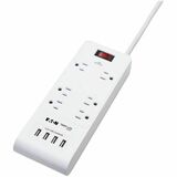 Eaton Tripp Lite Series 6-Outlet Surge Protector with 4 USB Ports (4.2A Shared) - 15 ft. (4.57 m) Cord, 5-15P Plug, 900 Joules, White