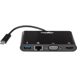 Rocstor Docking Station - for Notebook, Monitor - USB Type C - 4K, 2K, Full HD - 3840 x 2160, 1920 x 1080, 1920 x 1200 - 1 x USB 3.0 - USB Type-A - 1 x USB Type-C Ports - USB Type-C - 1 x RJ-45 Ports - Network (RJ-45) - 1 x HDMI Ports - HDMI - VGA - Black - Thunderbolt - Wired - Gigabit Ethernet - macOS, ChromeOS, Android, Windows, Linux - Portable