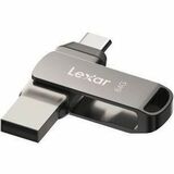 Lexar JumpDrive Dual Drive D400 USB 3.1 Type-C - 64 GB - USB 3.1 (Gen 1) Type C, USB 3.1 (Gen 1) Type A - 130 MB/s Read Speed - Silver - 256-bit AES - 5 Year Warranty - 1