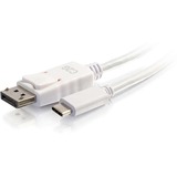 C2G 9ft USB C to DisplayPort 4K Cable White - 9 ft DisplayPort/USB A/V Cable for Audio/Video Device, Projector, Notebook - First End: 1 x USB Type C - Male - Second End: 1 x DisplayPort Digital Audio/Video - Male - Nickel Plated Connector - Gold-flash Plated Contact - White - TAA Compliant