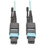 Eaton Tripp Lite Series 40G MTP/MPO Multimode OM3 Plenum-Rated Fiber Optic Cable (M/F), 12 Fiber, 40GBASE-SR4, Aqua, 5 m