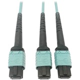 Eaton Tripp Lite Series 400G Multimode 50/125 OM4 Plenum Fiber Optic Cable, 24F MTP/MPO-PC to (x2) 12F MTP/MPO-PC (F/F), Aqua, 3 m