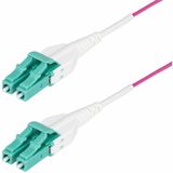 StarTech.com 2m (6.6ft) LC to LC (UPC) OM4 Multimode Fiber Optic Cable, Erika Violet, 50/125, 100G, Uniboot Fiber Jumper Cord, OFNR Riser