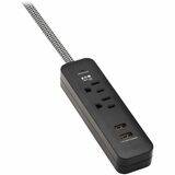 Eaton Tripp Lite Series 2-Outlet Surge Protector with 2 USB Ports (2.1A Shared) - 6 ft. Cord, 5-15P Plug, 450 Joules, Black
