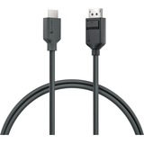 Alogic Elements DisplayPort to HDMI Cable - 3.28 ft DisplayPort/HDMI A/V Cable for Notebook, Audio/Video Device, Projector, Monitor, Computer, Display - First End: 1 x DisplayPort Digital Audio/Video - Male - Second End: 1 x HDMI 1.4 Digital Audio/Video - Male - 10.2 Gbit/s - Supports up to 1920 x 1080 - 30 AWG - Dark Gray - 1 / Pack