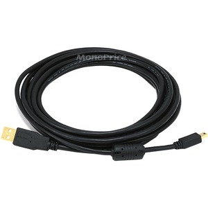 Monoprice USB Data Transfer Cable - 15 ft USB Data Transfer Cable - First End: 1 x USB 2.0 Type A - Male - Second End: 1 x 5-pin Mini USB 2.0 Type B - Male - Gold Plated Connector