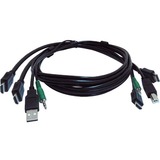 Black Box Secure KVM Cable - Each end (1) USB, (1) or (2) HDMI, (1) 3.5mm Audio - 6 ft KVM Cable for KVM Switch, PC - First End: 1 x USB - Male, 2 x HDMI Digital Audio/Video - Male, 1 x 3.5mm Stereo Audio - Male - Second End: 1 x USB - Male, 2 x HDMI Digital Audio/Video - Male, 1 x 3.5mm Stereo Audio - Male - Black - TAA Compliant