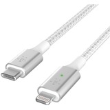 Belkin Lightning/USB-C Data Transfer Cable - Lightning/USB-C Data Transfer Cable for iPhone, iPad, USB Charger - First End: 1 x USB Type C Male - Second End: 1 x Lightning Male - MFI - White