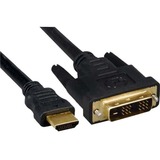 Unirise HDMI Male to DVI-D 12+1 M-M Cable - 10 ft DVI/HDMI A/V Cable for Audio Device, Video Device - First End: 1 x HDMI Digital Audio/Video - Male - Second End: 1 x 13-pin DVI-D (Single-Link) Digital Video - Male - Supports up to 4096 x 2160 - Black