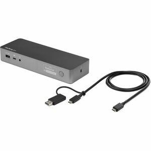 StarTech.com Universal Laptop Docking Station, Hybrid USB-C & USB-A Dock, Dual 4K DP & HDMI, 60W PD, Mac / Windows / Chrome OS, GbE