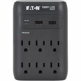 Eaton Tripp Lite Series Protect It! 6-Outlet Surge Protector - 5-15R Outlets, USB-C and USB-A Ports, 5-15P Direct Plug-In, 1080 Joules, Black