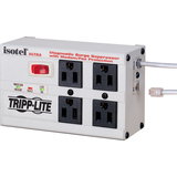 Eaton Tripp Lite Series Isobar 4-Outlet Surge Protector, 6 ft. Cord with Right-Angle Plug, 3300 Joules, Diagnostic LEDs, Tel/Fax/Modem, Metal