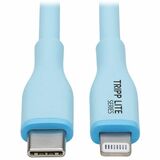 Eaton Tripp Lite Series Safe-IT USB-C to Lightning Sync/Charge Antibacterial Cable, Ultra Flexible, MFi Certified - USB 2.0 (M/M), Light Blue, 3 ft. (0.91 m)