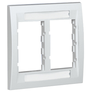 Panduit Mini-Com 2 Socket Double Gang Faceplate - 2 x Total Number of Socket(s) - 2-gang - Off White - Plastic