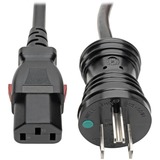 Eaton Tripp Lite Series Hospital-Grade Power Cord, NEMA 5-15P to Locking IEC C13 - Green Dot, 10A, 125V, 18 AWG, 15 ft. (4.57 m), Black