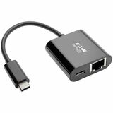 Eaton Tripp Lite Series USB-C to Gigabit Network Adapter with 60W USB-C PD Charging - Thunderbolt 3, Black