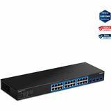 TRENDnet 28-Port Web Smart Switch, 24 x Gigabit Ports, 4 x 10G SFP+ Slots, High Speed Network Uplinks, 128 Gbps Switching Capacity, Network Ethernet Switch, 1U Rack Mountable, Black, TEG-30284