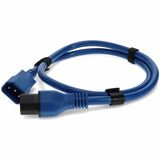 AddOn 6ft C13 (Locking) Female to C14 (Locking) Male 14AWG 15A Blue 100-250V Power Cable