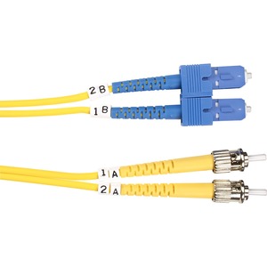 Black Box Fiber Optic Duplex Patch Network Cable - 6.50 ft Fiber Optic Network Cable for Transceiver, Switch, Server, Network Device - First End: 2 x ST Network - Male - Second End: 2 x SC Network - Male - 10 Gbit/s - Patch Cable - OFNR - 9/125 &micro;m - Yellow - 1 Each