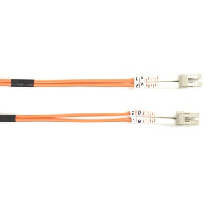 Black Box Fiber Optic Duplex Patch Network Cable - 6.50 ft Fiber Optic Network Cable for Transceiver, Switch, Server, Network Device - First End: 2 x LC Network - Male - Second End: 2 x LC Network - Male - 10 Gbit/s - Patch Cable - OFNR - 62.5/125 &micro;m - Orange