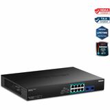 TRENDnet TPE-BG102g- 10-Port Gigabit 240W PoE++ Switch with 4 x 95W PoE++ Ports- 4 x 30W PoE+ Ports- 2 Gigabit SFP Slots, 240W PoE Budget- 1U 19" Rack Mountable