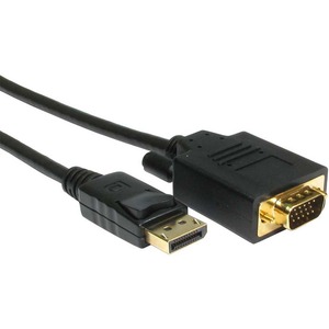 Unirise DP Male to SVGA (HD15) Male Cable - 6 ft DisplayPort/VGA Video Cable for Video Device - First End: 1 x 20-pin DisplayPort Digital Audio/Video - Male - Second End: 1 x 15-pin HD-15 - Male - Shielding - Gold Plated Connector - 28 AWG - Black