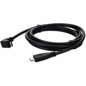 AddOn 6ft USB C 3.1 Male to USB C 3.1 Male Right Angled Black Cable - 6 ft USB-C Data Transfer Cable for MacBook, Notebook, PC, Mouse, Keyboard, External Hard Drive - First End: 1 x USB 3.1 Type C - Male - Second End: 1 x USB 3.1 Type C - Male - Black - 1