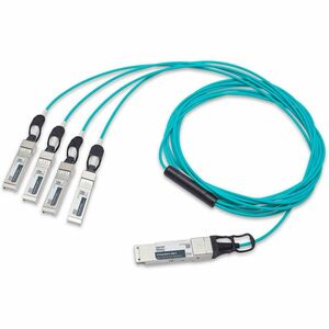 Approved Networks 100G QSFP28 AOC Cable (QSFP28 to 4 x SFP28) Breakout - 98.43 ft Fiber Optic Network Cable for Network Device - First End: 1 x QSFP28 Network - Second End: 4 x SFP28 Network - 103.1 Gbit/s - LSZH - Aqua