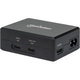 Manhattan Smart Video Multiport Dock, Ports (x5): HDMI Port, USB-A (x2), USB-C (x2), With Power Delivery to USB-C Port, Internal Power Supply, Ultra-Compact, Detachable Power Cable, Black, Three Year Warranty, Retail Box