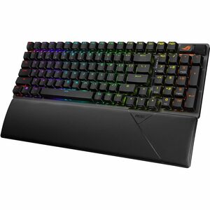 Asus ROG Strix Scope II 96 Wireless Gaming Keyboard - Wired/Wireless Connectivity - Bluetooth/RF - 5.1 - 2.40 GHz - USB 2.0 Type A Interface - RGB LED - Windows Lock Key Hot Key(s) - Windows 11 - Xbox - PC - Mechanical Keyswitch - Black
