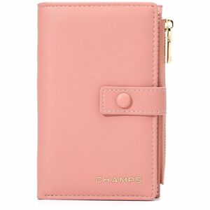 Champs Iconic Carrying Case (Wallet) Credit Card - Pink - Vegan Leather, Faux Leather Body - 1" Height x 5.8" Width