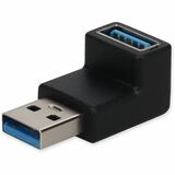 AddOn USB A 3.0 Male Right Angle To USB A 3.0 Female Black Adapter