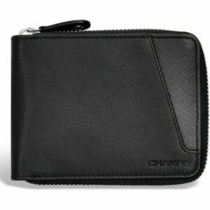 Champs Iconic Carrying Case (Wallet) Credit Card - Black - RFID Resistant - Top Grain Leather Body - Textured Trim - 4" Height x 5" Width x 0.5" Depth - Male