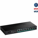 TRENDnet 8-Port Unmanaged 2.5G PoE+ Switch, TPE-TG380, Fanless, Compact Desktop Design, Metal Housing, 2.5GBASE-T Ports, IEEE 802.3bz, 100W PoE Budget, Ethernet Splitter, NDAA & TAA Compliant, Black