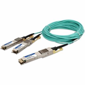 AddOn Cisco® QDD-400-AOC3M to Mellanox® MFS1S00-H003E Compatible TAA 400GBase-AOC QSFP-DD to 2xQSFP56 Active Optical Cable (850nm, MMF, 3m)