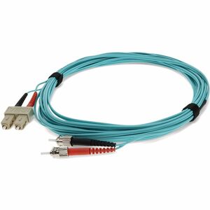 AddOn 6m ST to SC Aqua OM3 Duplex OFNR (Riser-Rated) Fiber Patch Cable