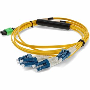AddOn 1m MPO/APC to 4xLC/UPC Duplex Yellow OS2 OFNR (Riser-Rated) 8-Strand SMF Fiber Fanout Cable