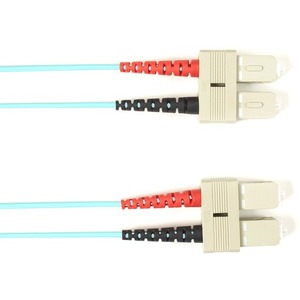 Black Box Fiber Optic Duplex Patch Network Cable - 6.50 ft Fiber Optic Network Cable for Network Device - First End: 2 x SC Network - Male - Second End: 2 x SC Network - Male - 1 Gbit/s - Patch Cable - OFNR - 62.5/125 &micro;m - Aqua - TAA Compliant
