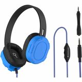 Extreme Headset w/braided cable, inline volume control, built-in microphone, 3.5mm connector, breakaway adapter (Blue)