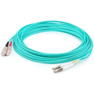 AddOn 34m SC to LC Aqua OM4 Duplex LSZH Fiber Patch Cable