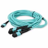 AddOn 9m MPO/UPC to 4xMPO-16/UPC Aqua OM4 OFNR (Riser-Rated) 16-Strand Fiber Fanout Cable