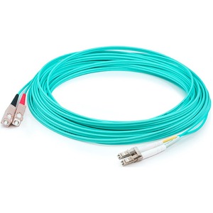 AddOn 94m SC to LC Aqua OM4 Duplex LSZH Fiber Patch Cable