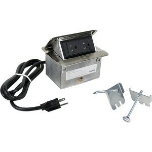 Wiremold Cord Ended deQuorum Single-Flip Up Unit - 15 A Rectangular Tabletop - TAA Compliant