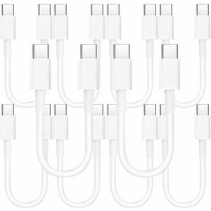 4XEM 10 Pack of 1FT USB-C to USB-C 60W Power Delivery Cable - White