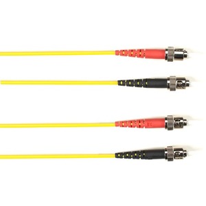 Black Box Fiber Optic Duplex Patch Network Cable - 82 ft Fiber Optic Network Cable for Network Device - First End: 2 x ST Network - Male - Second End: 2 x ST Network - Male - 1 Gbit/s - Patch Cable - OFNR - Yellow - TAA Compliant